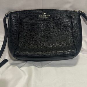 kate spade Black Pebbled Leather Crossbody with Front Slip Pocket